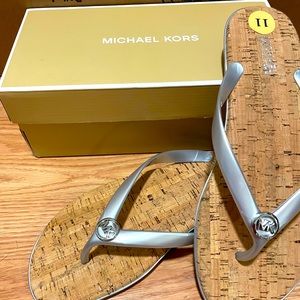 Michael Kors Jet Set MK Jelly Silver Flip Flop Size 11